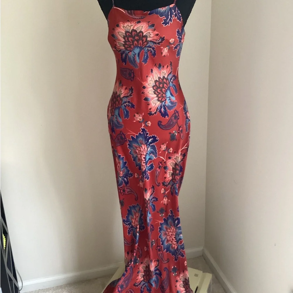FARM Rio Vibrant Red and Blue Floral Maxi Dress - Picture 2 of 4